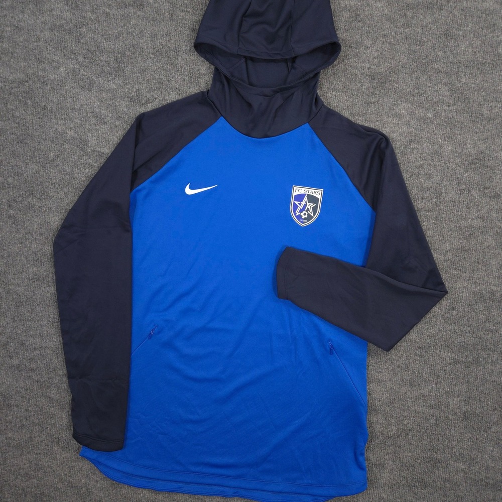 Nike FC Stars Hoodie Womens L Blue Slim Fit Performance Soccer Club Pullover
